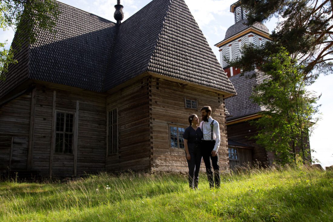 UNESCO church in summer with people